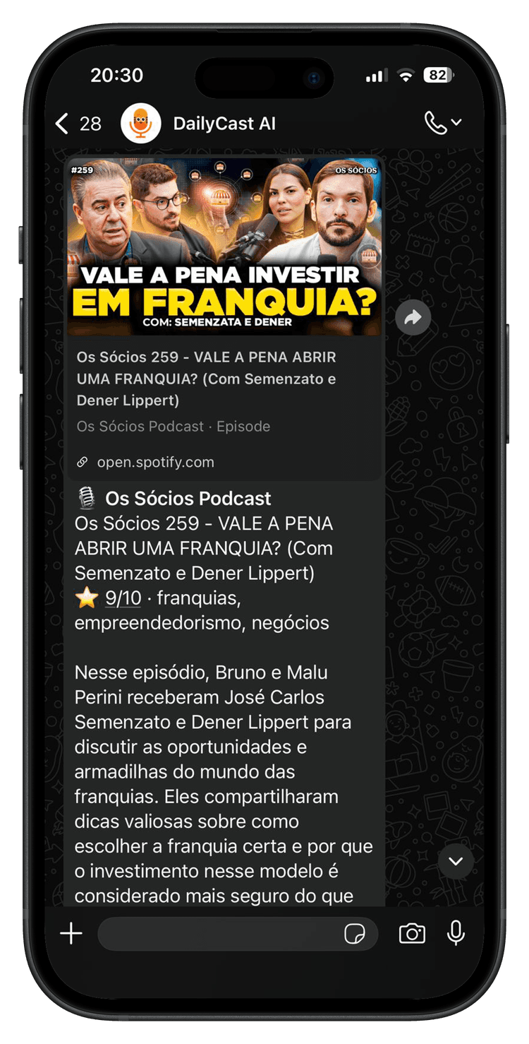 Resumo chegando no WhatsApp